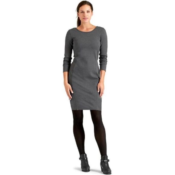 Athleta Illusion Ponte Knit Long Sleeve Dress Size Large in Gray - Picture 2 of 10
